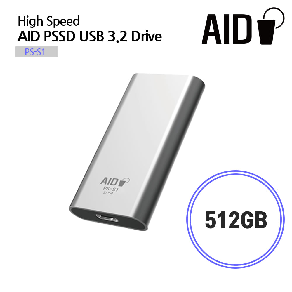 [AID] 포터블 외장 SSD USB3.2 GEN2 PS-S1-512G 512기가 400MB/S