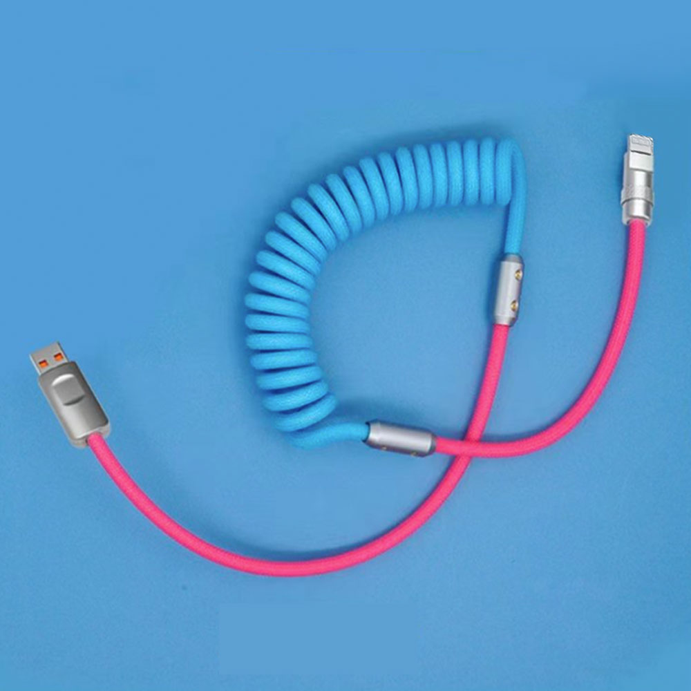 AID 100W 충전 라이트닝 8핀 to USB 케이블 [스카이블루/핑크] 롤링 애플 휴대폰 충전